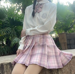 学生JK 粉色格裙 jk制服 半身裙 百褶裙 春天