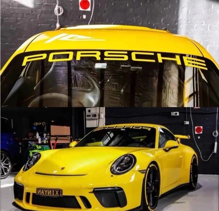 保时捷PORSCHE前挡风玻璃遮阳贴纸718  911macan车贴拉花 尾翼贴