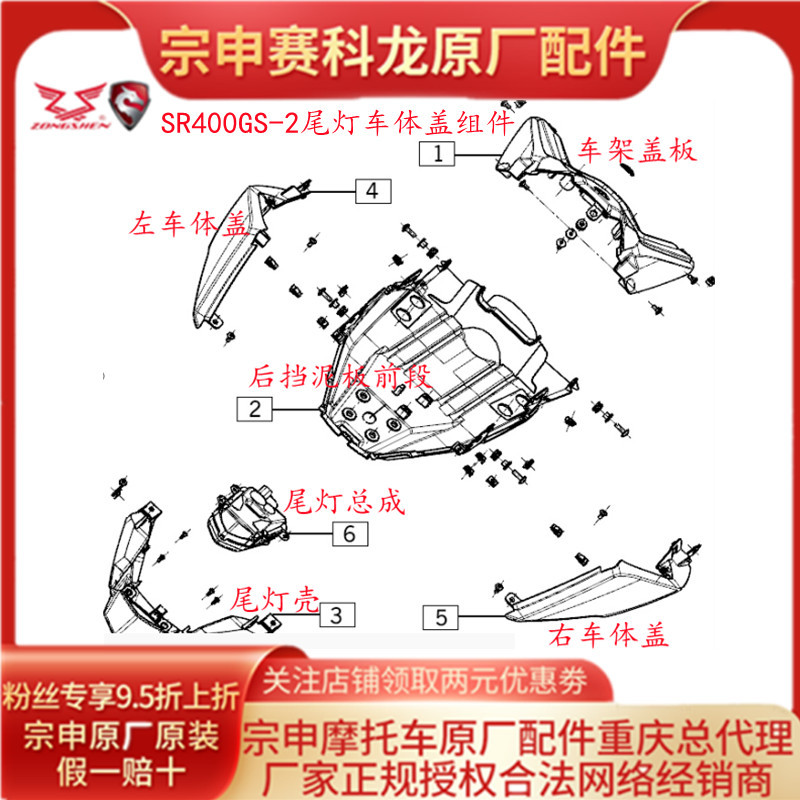 赛科龙RC401尾灯壳左右车体盖侧盖车架盖板后挡泥板前段SR400GS-2 摩托车/装备/配件 其他摩托车用品 原图主图