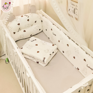 婴儿床床围软包防撞条宝宝初生儿童拼接床护栏纯棉围挡套件可定做
