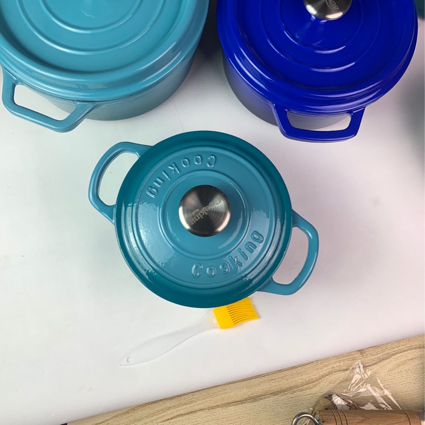 22年新款铸铁珐琅汤锅18cm冰蓝色搪瓷锅限量50个直播专用