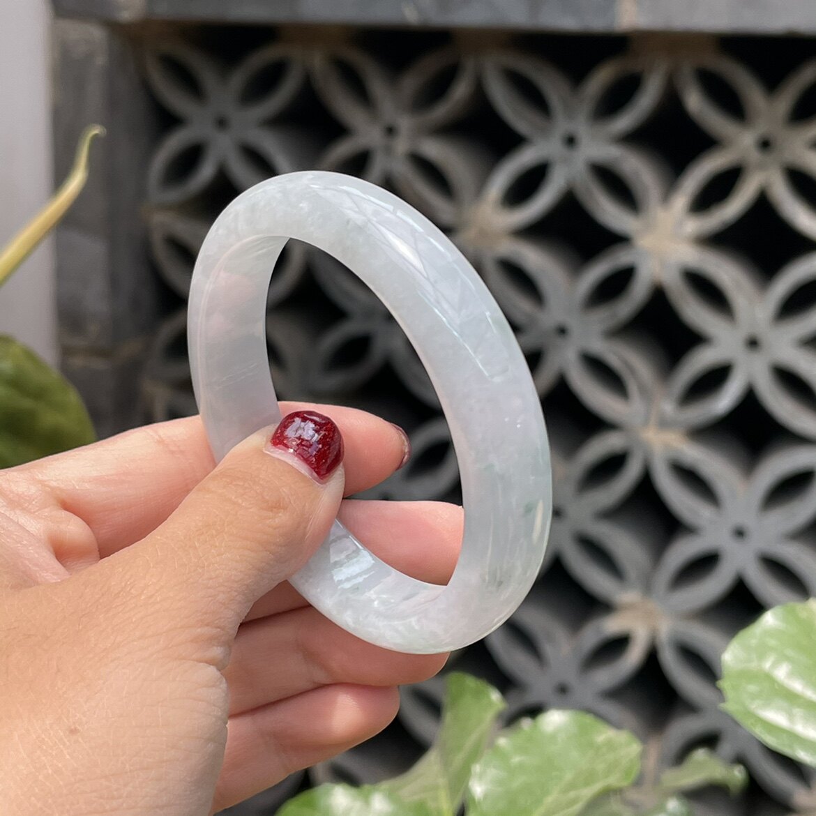 天然翡翠飘花手镯缅甸真玉石56正圈福镯兰花翠玉镯子送礼物有证书