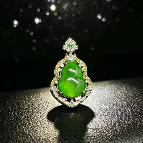 【香香专属】天然A货翡翠满绿葫芦吊坠