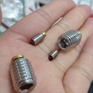 m5现货黄铜头紧定螺丝 铜头机米止付螺灯