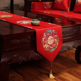 中式 古典桌旗中国风茶几布禅意茶台席电视柜垫旗玄关桌布长条布垫