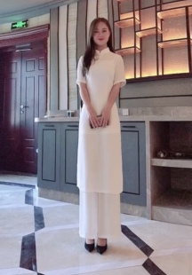 2022四季中国风改良越南奥黛旗袍连衣裙套装上衣+裤子两件套茶服