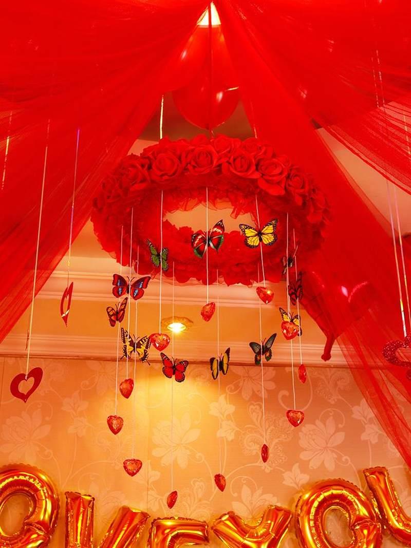 结婚婚房套餐婚庆用品婚礼浪漫网红新房场景布置套装拉花纱幔装饰
