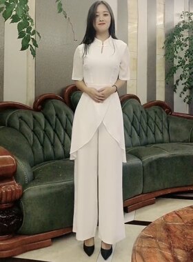 旗袍式古筝仙气风唐装禅服