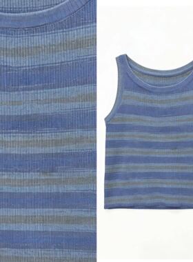 【甜甜专享】法式气质撞色条纹针织背心辣妹感修身显瘦小众上衣