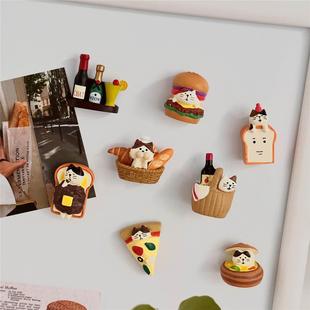 日本冰箱贴鸡尾酒面包猫咪蛋糕烘焙咖啡喵磁贴树脂磁性装 饰贴摆件