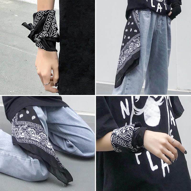 西嘻海岸头x88巾方巾藏青色腰果奇卡诺复匪帮哈哈花雷面巾古街头