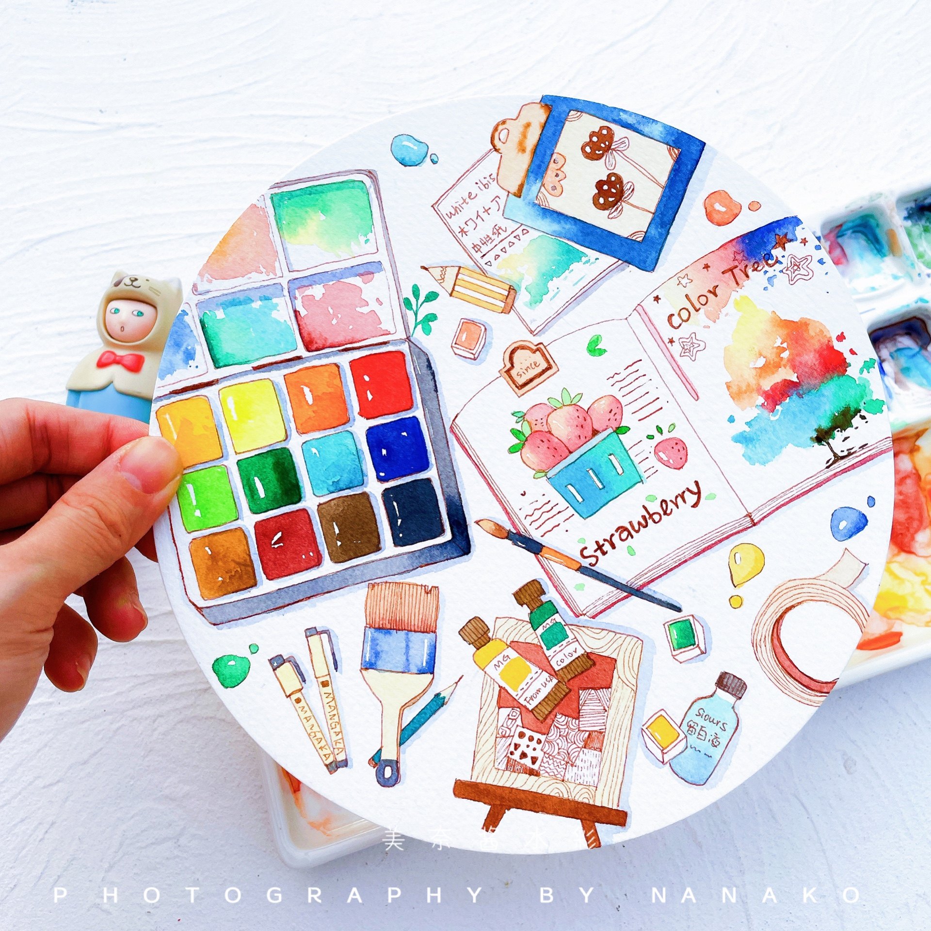 获多福圆形水彩纸300g细纹中粗 插画儿童卡通圆形纸