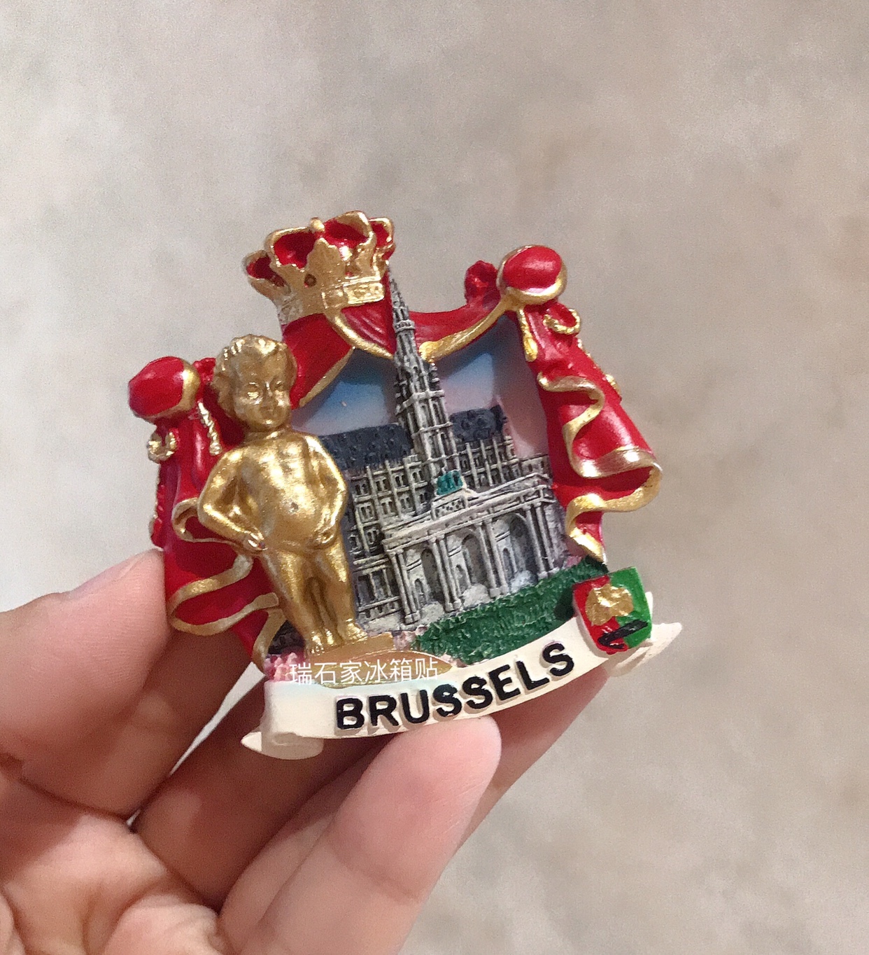 满58包邮收藏brussels尿童树脂立体冰箱贴宫廷磁贴装饰人物