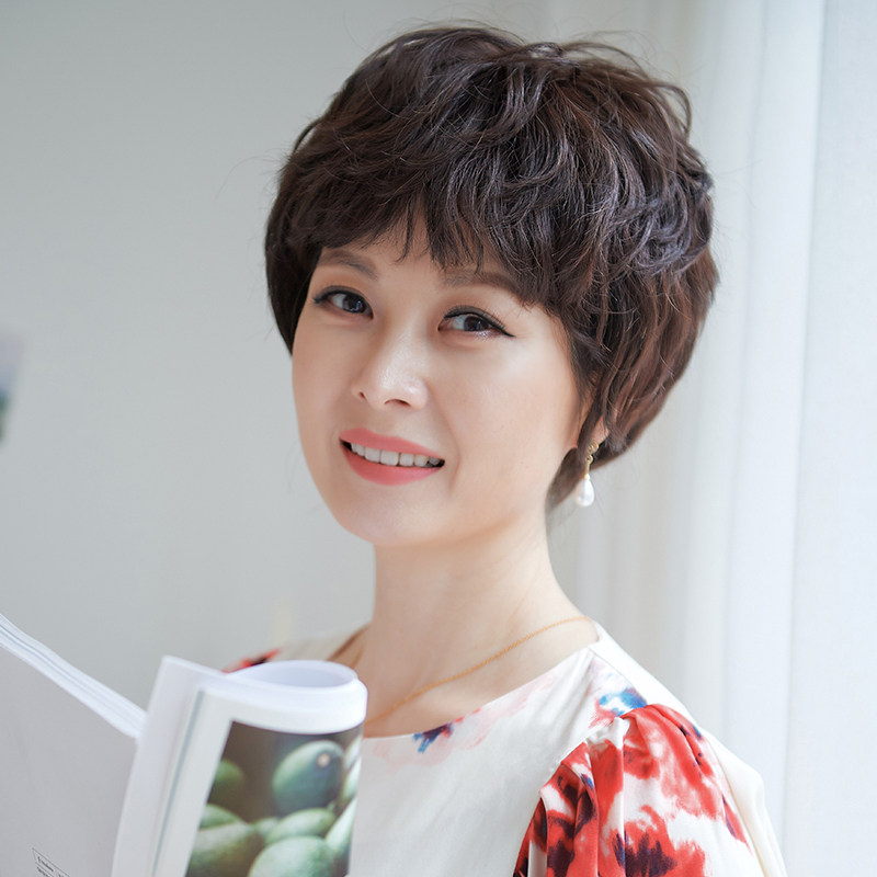 高档中老年气质蓬全头假发女短发短卷发 时尚中老年妈妈假发套
