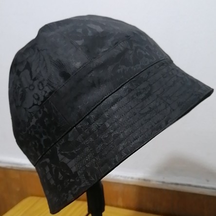 定制手工制作真丝香云纱渔夫帽盆帽防晒帽女士帽子钓鱼帽大檐帽
