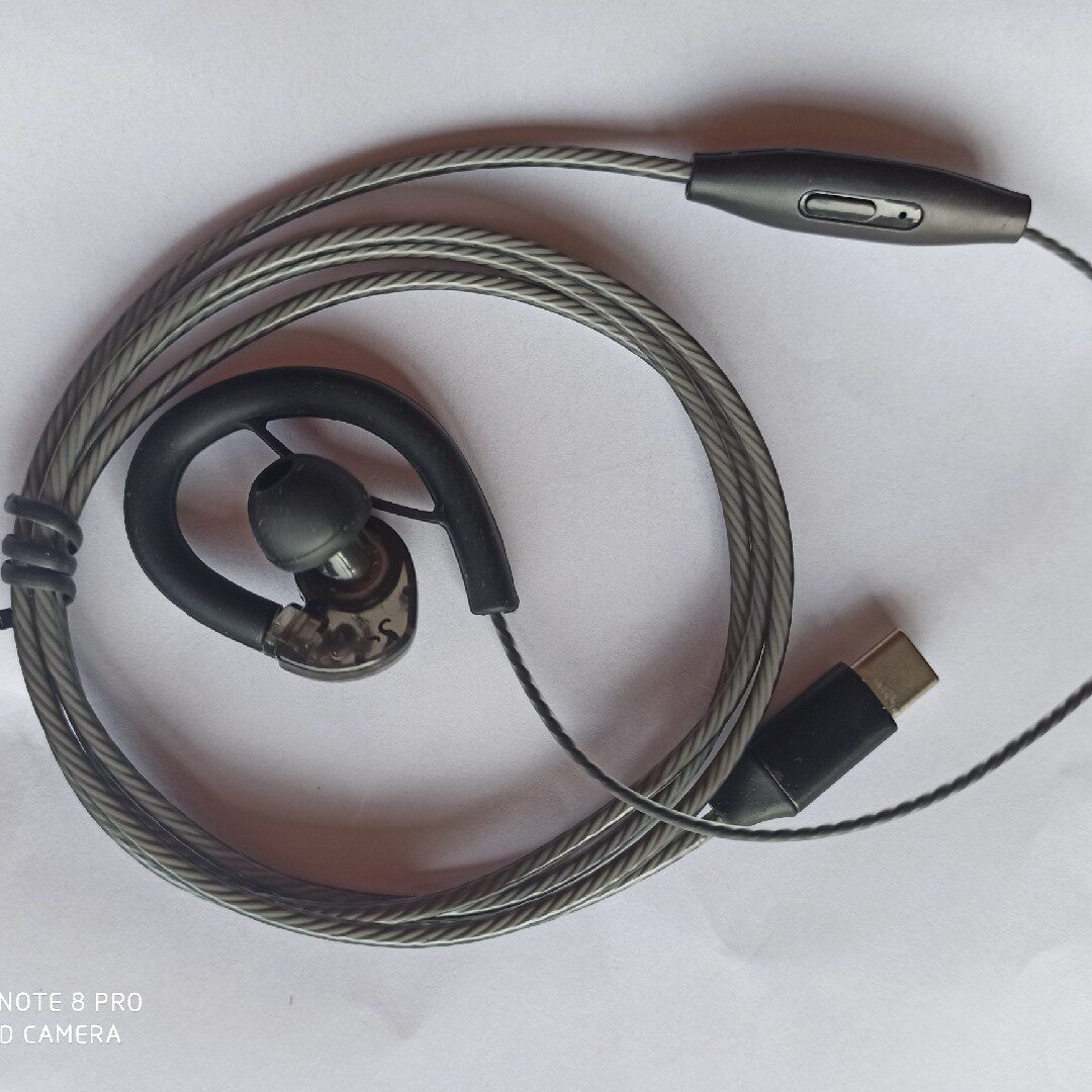 定制 type-c数字芯片扁口插头单耳耳机 手机单边立体声挂耳式耳麦