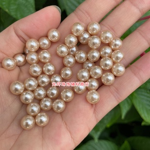 DIY饰品 6mm8mm10mm香槟色高亮无孔仿珍珠钉珠散珠填充塑料珠子