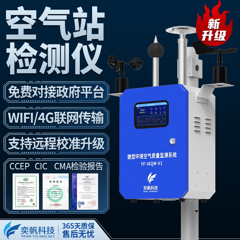 奕帆室外微型空气站环境检测四气两尘空气质量二氧化硫监测系统