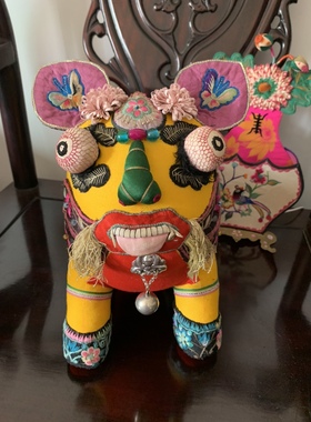 月果儿 老绣大号网眼老虎 摆件 卧虎玩偶（现货）