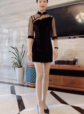 金丝绒连衣裙性感修身显瘦裙子
