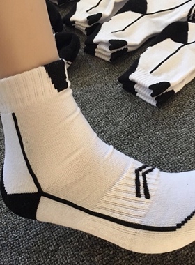 秋冬男运动毛巾底纯棉防臭加厚篮球袜中筒长筒跑步毛圈短袜子