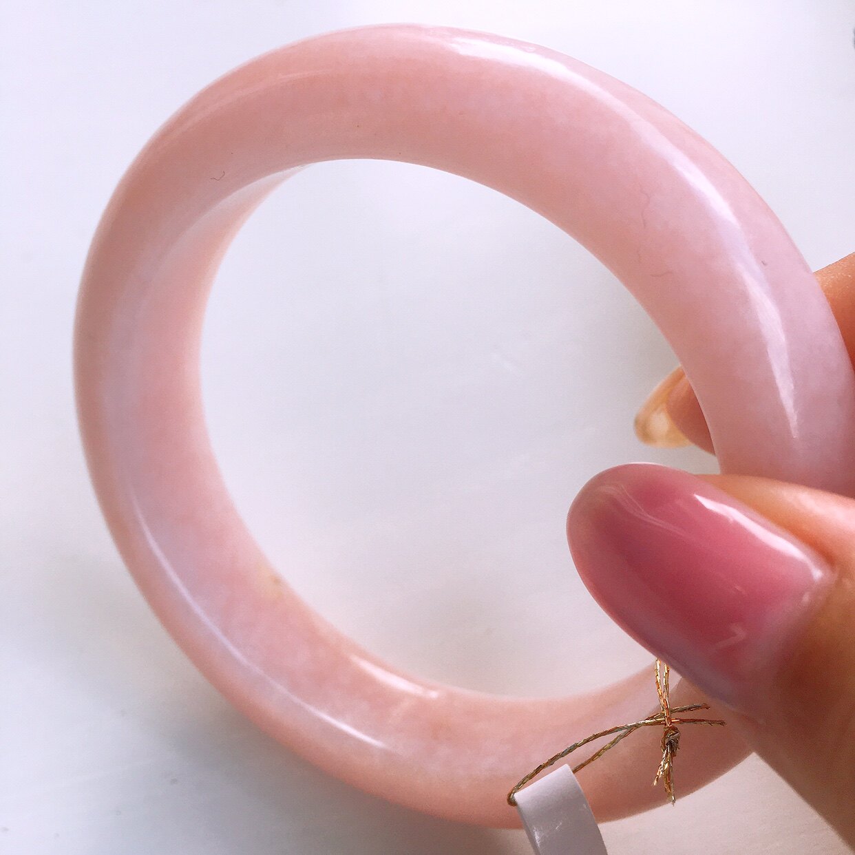 米妮 854号52圈口 原矿天然粉欧泊手镯 粉澳宝手镯粉红蛋白石女款