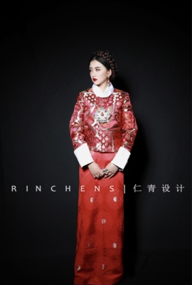 重工提花织锦不丹外套拉萨婚服