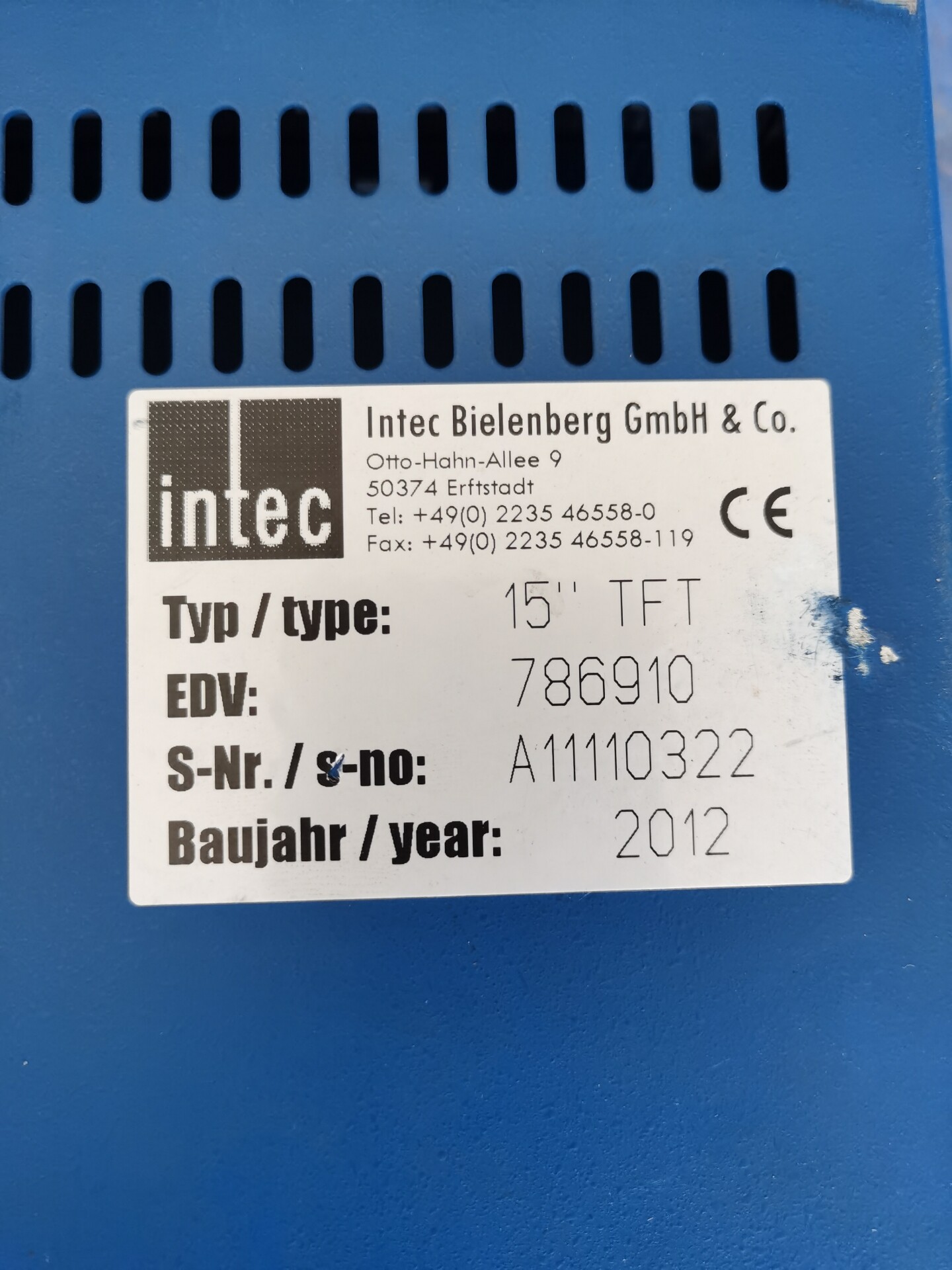 德国Intec涂胶系统15寸TFT控制屏，实物拍照的！成色不