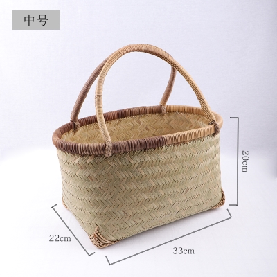 定制竹编菜篮手提家用手工编织制品大中小号收纳筐买菜购物环保竹