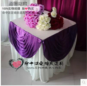 新款特价婚庆道具香槟塔烛台方桌桌围桌布定做 桌A裙签到台台围幔