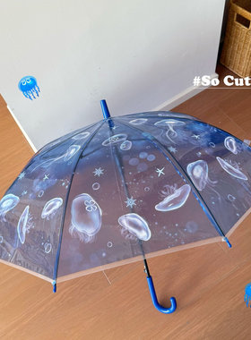 现货批发海月水母透明雨伞女学生折叠长柄简约韩版ins森系小清新