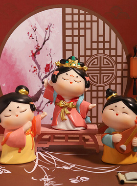 如果唐小圆仕女摆件国潮风盲盒创意古风桌面公仔潮玩手办文创礼品