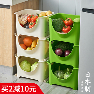 日本厨房收纳箱塑料储物箱衣物玩具收纳盒蔬菜收纳筐水果筐可叠加