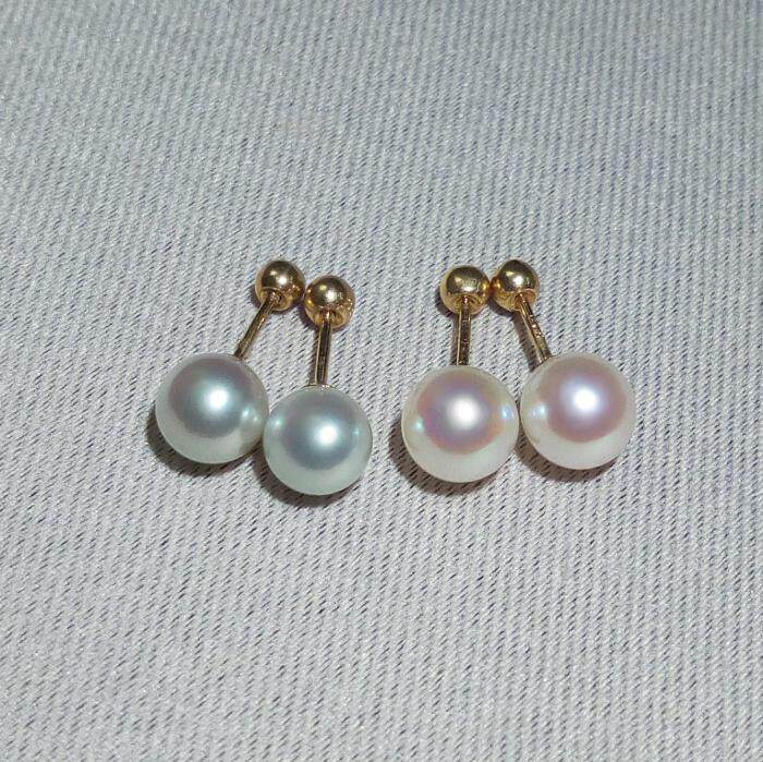 18K Gold high quality AKOYA Mirror Flawless Tennyo Screw Pearl Ear Studs Bone nailin the Jewelry/Diamond/Jade/Gold , Natural pearls (New) , Earring  category - from Buy2taobao.com to provide professional Taobao agent buy service
