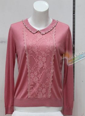 专柜正品针织羊毛衫2023秋新款时尚蕾丝女装簿衫F13099 特价