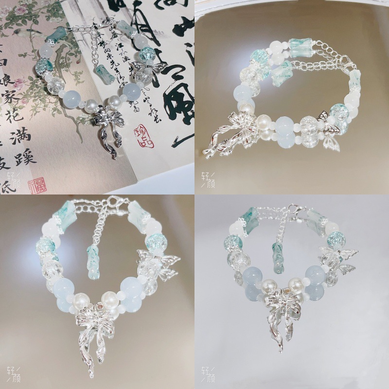 新款甜美蝴蝶串珠手链女i