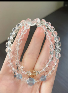 海宝蓝白色水晶玻璃串珠