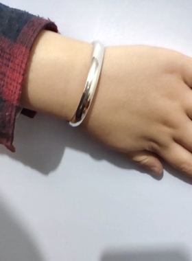 999纯银男女孩手镯手工学生中大童小儿童青少年足银镯子生日礼物