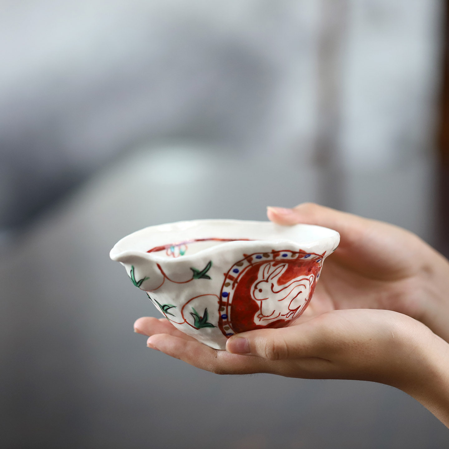 日本进口餐具手绘赤绘家用小碗图片