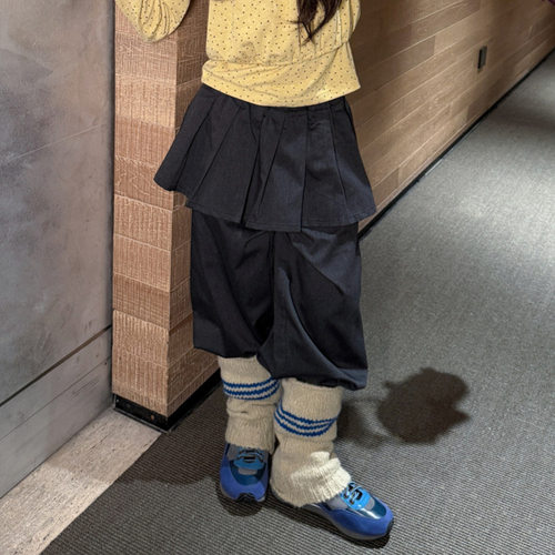 波拉bora童装女童休闲裤秋季韩系叠穿设计感屁帘长裤百搭潮