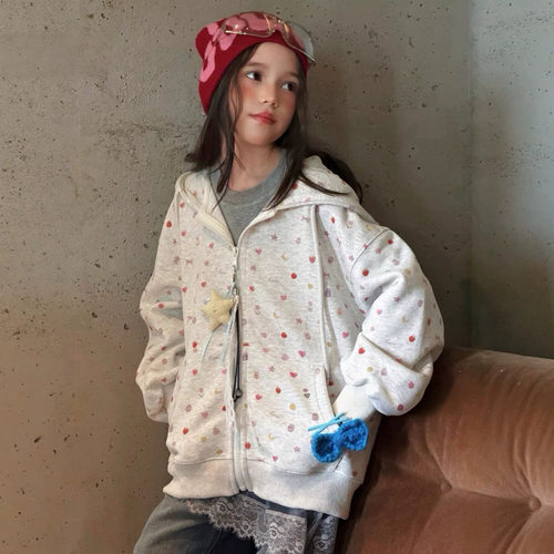 bora韩系拉链开衫连帽卫衣女秋装百搭韩版宽松休闲水果外套上衣服