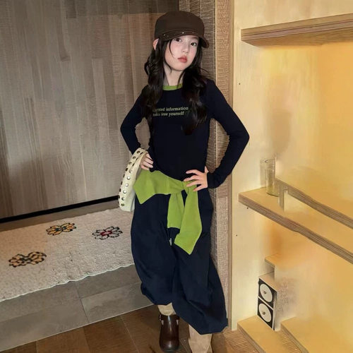 bora女童秋季长袖T恤阔腿裤套装中大童装韩版洋气休闲运动两件套
