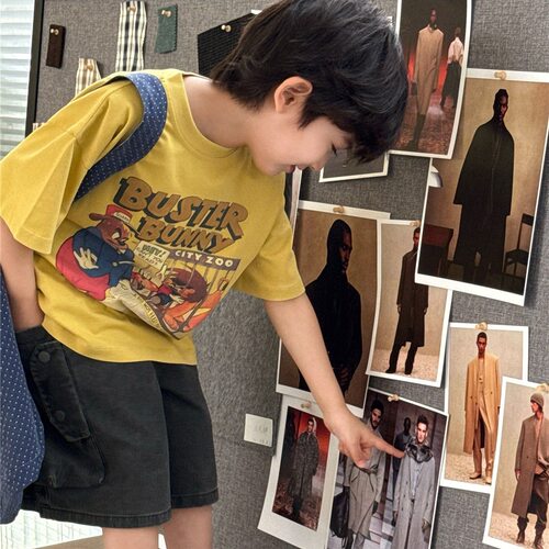 波拉bora夏款韩版儿童短袖潮款男女童纯棉短袖T恤中大童夏季上衣