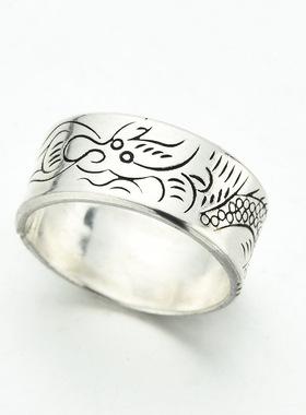 999银饰品戒指民族风腾龙开口