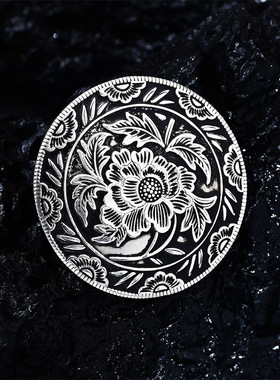 古风吊坠纯银项链项坠牡丹花挂件