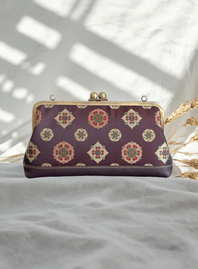 琵琶宝相真丝宋锦牛皮包包，名家经典气质女包腋下包