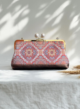 苏地西楼锦华真丝宋锦牛皮包包，名家非遗手作女包腋下包