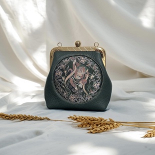 钱小萍十二生肖之属相虎真丝宋锦牛皮包包，名家非遗手作女包