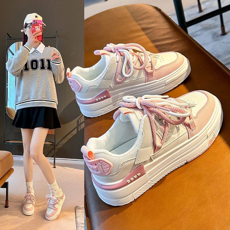 板鞋女春季新款厚底小白鞋耐磨休闲百搭时尚面包运动鞋子,女鞋,休闲板鞋,淘宝优惠券,粉丝福利购,淘宝优惠卷