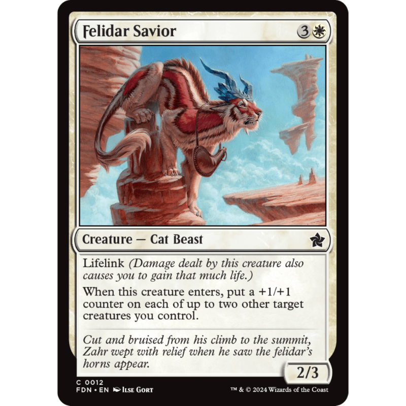 万智牌 救护晶角兽 Felidar Savior 平/闪 基石构筑 FDN 白色 铁
